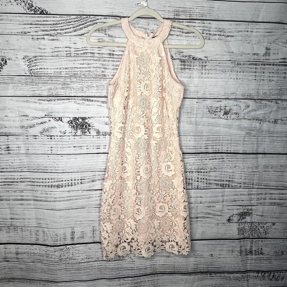 Lulus Love Poem Blush Pink Lace Mini Dress Sm - Picture 2 of 4